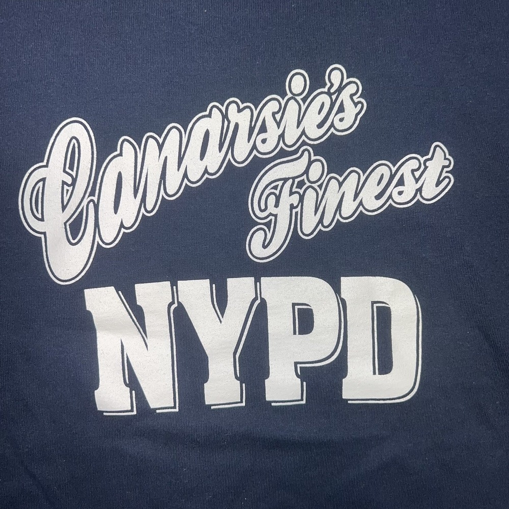 VTG NYPD T Shirt Youth Sz M Blue Canarsie Brooklyn New York Finest 69 Pct. Tee - Picture 3 of 7